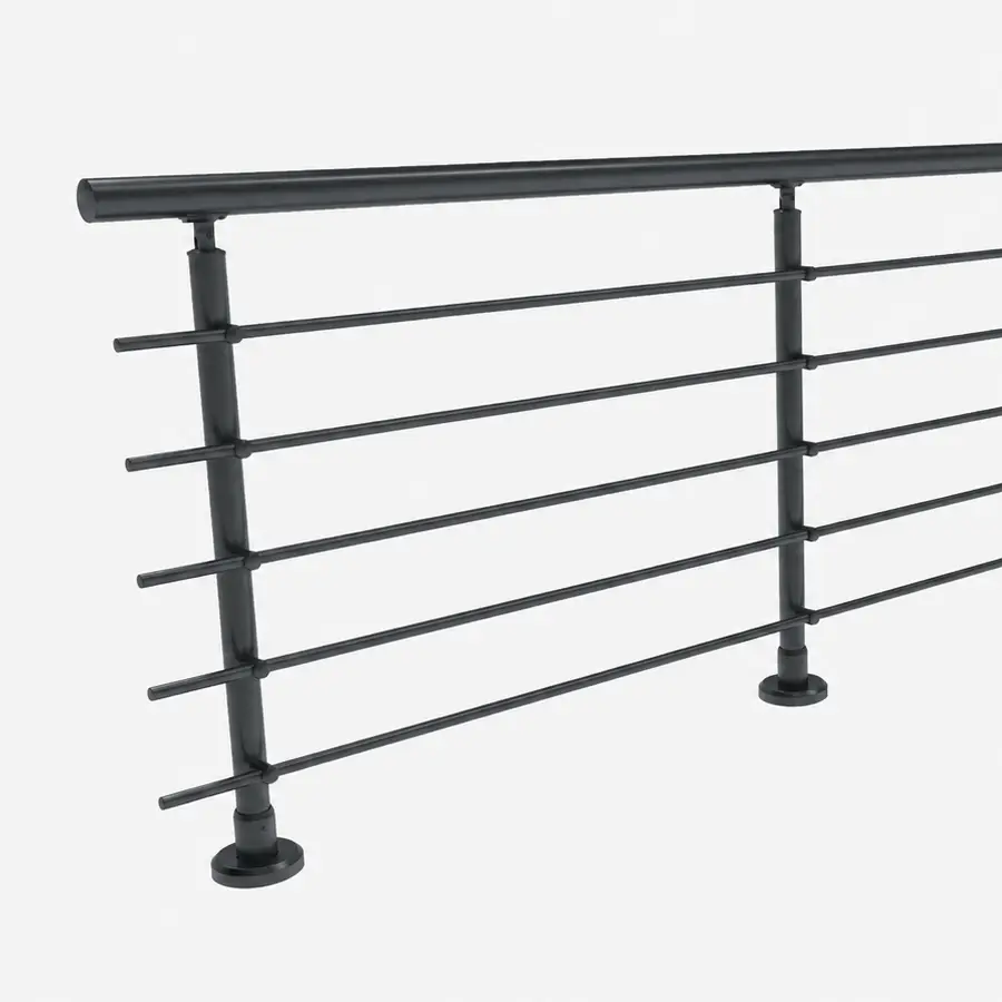 Garde-corps aluminium à profil rond, poteaux et lisses tubulaires
